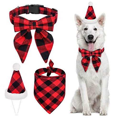 Dog Bandana Collar with Bow tie & Hat Set