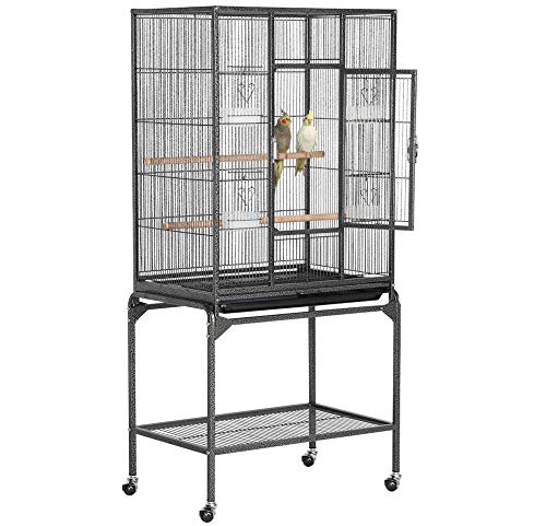 Large Parrot Parakeet Flight Bird Cage with Stand