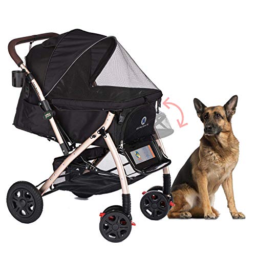 Dog/Cat/Pet Stroller Travel Carriage with Convertible Compartment