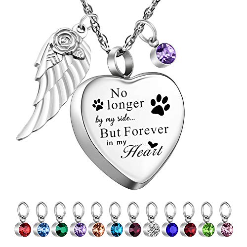 Cremation Necklace for Pet Dog Cat Paw Print