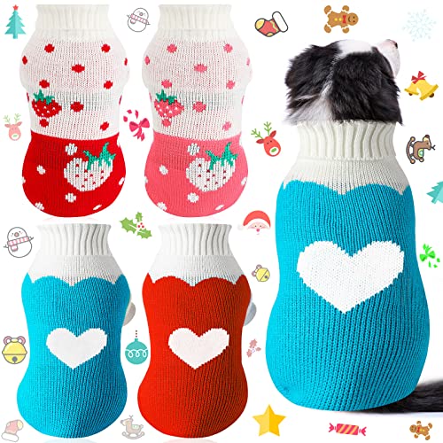 4 Pieces Christmas Dog Sweaters Dog