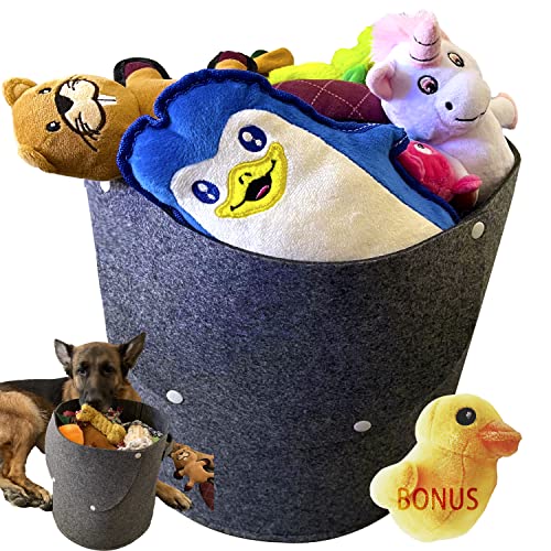 Jalousie Dog Toy Storage Basket Dog Toy Bin with Handle