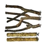 natural tree branches parrot bird perch wood 5-piece set