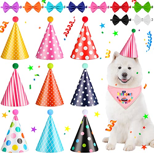 19 Pieces Dog Party Hats Bow Ties Set