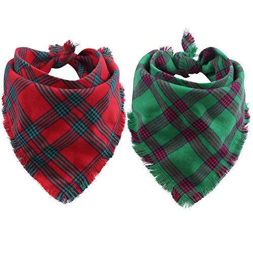 KZHAREEN 2 Pack Dog Bandana Christmas Plaid