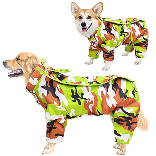 Large Dogs Poncho with Removable Hood Adjustable Drawstring