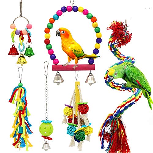 6 PCS Parrots Chewing Natural Wood and Rope