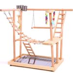 QBLEEV Wood Parrot Playground Perches with Swing