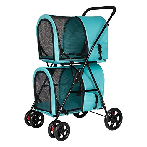 JSUN7 Double Pet Stroller for 2 Dogs Cats