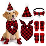 Pedgot Christmas Dog Bandana Hat Bow Tie