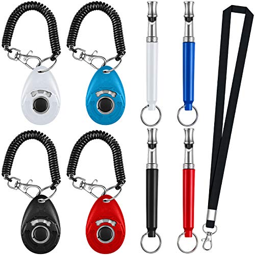 Frienda 8 Pieces Dog Training Whistle with Clicker Kit