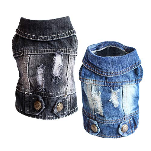 SILD Pet Clothes Dog Jeans Jacket Cool Blue