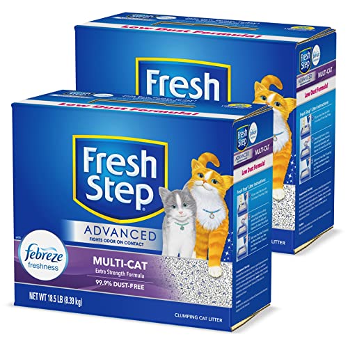 FIGHTS ODORS LONGER: Fight litter box odors with Fresh Step Advanced Cat Litter that starts fighting odors on contact to control odor longer vs. Fresh Step Multi-Cat; Packaging may vary