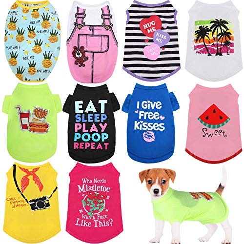Weewooday 10 Pieces Printed Puppy Shirts