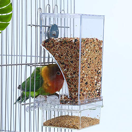 Hamiledyi No Mess Bird Cage Feeder Automatic Parrot Seed Feeders
