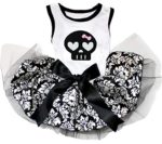 Petitebella Cutie Black Skull Face Puppy Dog Dress