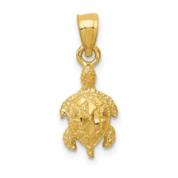 14k Yellow Gold Turtle Pendant Charm Necklace