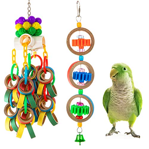 MEWTOGO 2Pcs Paper Rings Bird Chewing Toys