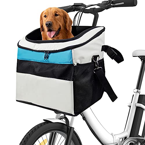 Dog Bike Handlebar Basket Front with Side Pocket