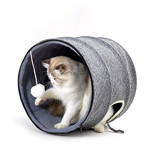 Fooubaby 3-in-1 Soft Cat Bed with Hood and Pad