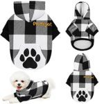 Plaid Dog Hoodie with Hat Soft and Breathable