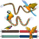 Colorful Fun for Feathered Friends: 6-Piece Bird Rope Perch and Wooden Paw Grinding Stick Set