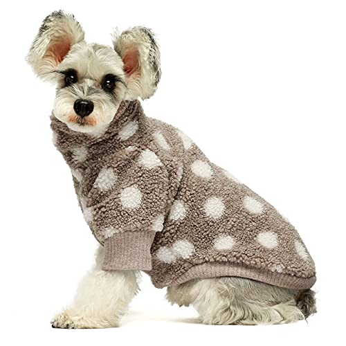Dog Coat Turtleneck Fuzzy Sherpa Polka