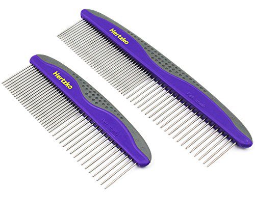 HERTZKO 2 Pack Pet Combs Included for Both Small & Large Areas
