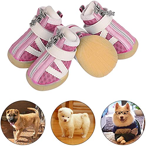 PETLOFT Small Dog Shoes, Reflective Slip Resistant 4pcs