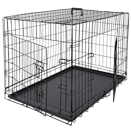 Door Folding Metal Kennel Cage with Tray