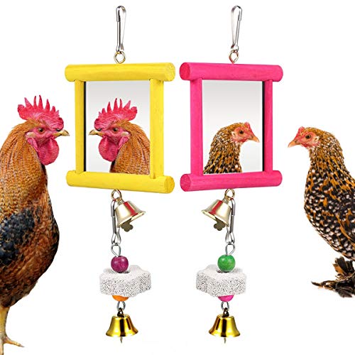 Vehomy 2Pcs Chicken Mirror Toys for Hens Hanging