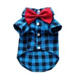 HOODDEAL Soft Casual Dog Plaid Shirt Blue and Black