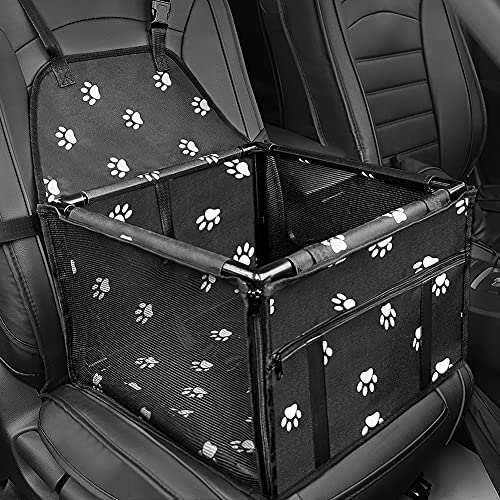 Dog Booster Car Seat with Safety Leash and Zipper Storage