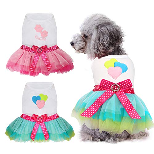 Small Dog Dress Heart & Lip Printed Puppy Dress