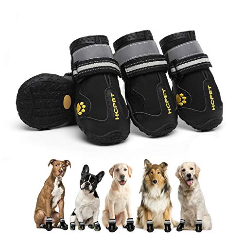 Dog Booties with Reflective Rugged Anti-Slip Sole and Skid-Proof