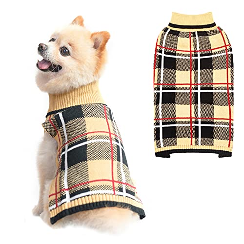 Classic Plaid Pull Over Turtleneck Dog Sweaters