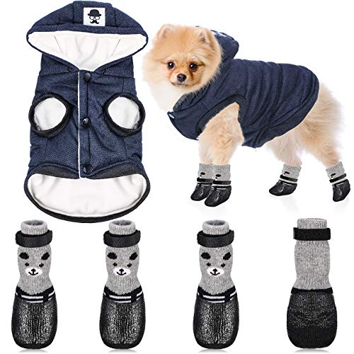 Weewooday Hooded Dog Coat and Dog Cat Boots