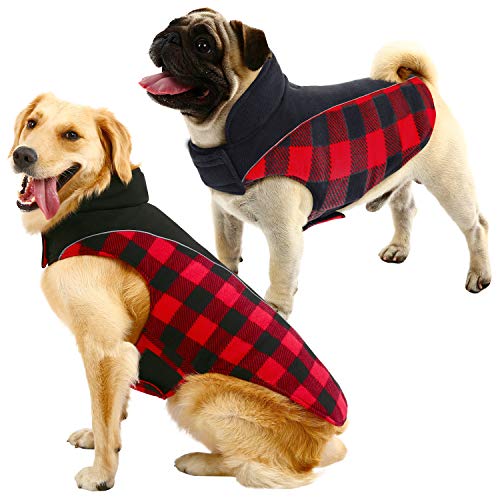 Dog Plaid Jacket Reversible for Cold Weather