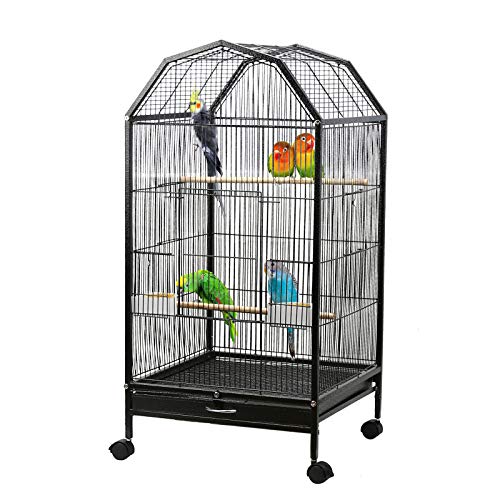 Ibnotuiy Parakeet Bird Cage with Rolling Stand Metal