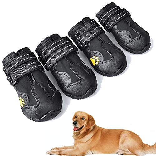 Dog Booties with Reflective Rugged Anti-Slip Sole