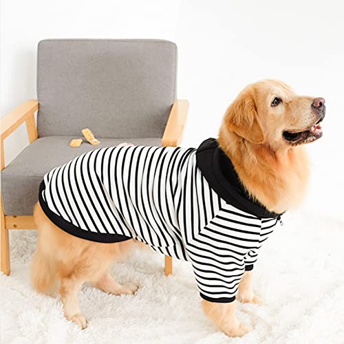 Medium Large Dog Striped Hoodie Puppy Hood Sweatshirt