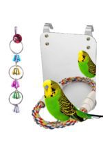 LOPERDEVE 7" Brid Mirror with Rope Perch Bird Toys Swing