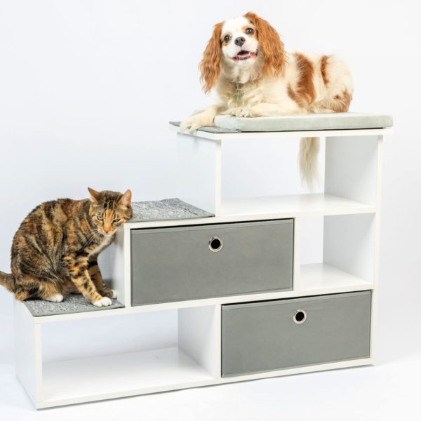 PetFusion Pet Step Window Perch Bookshelf w/Storage Baskets