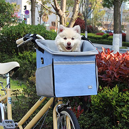 RAYMACE Dog Bike Basket Bag with Reflective Stripe