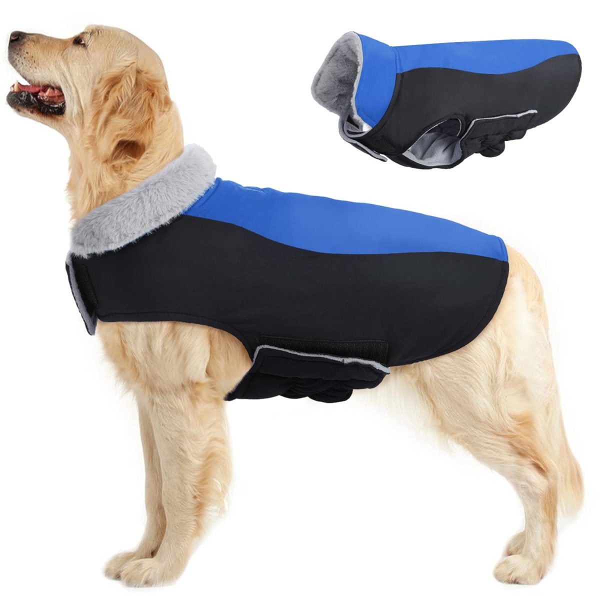 Kuoser Dog Winter Coat with Fur Collar