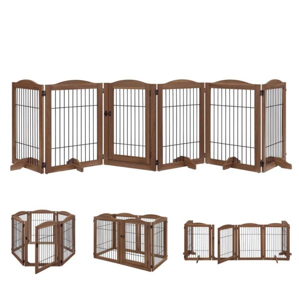 unipaws 6 Panels Extra Wide Freestanding Walk Through Dog Gate