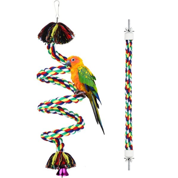 Shappy 2 Pieces Bird Rope Perch Parrot Climbing Rope