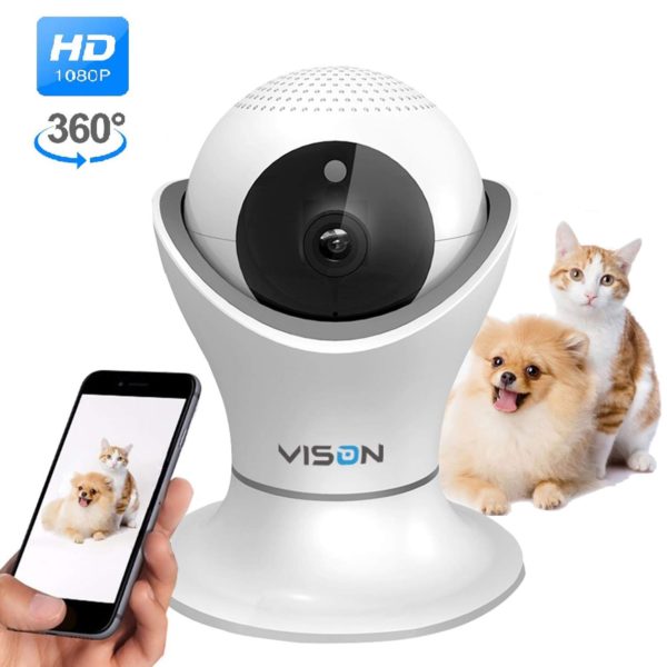 Pet Monitor Indoor Cat Camera with Night Vision and Two Way Audio