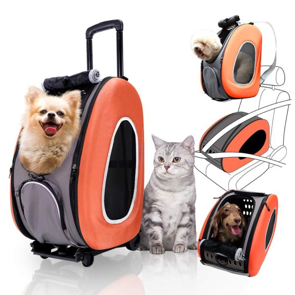 4 in 1 Pet Carrier + Backpack + CarSeat + Carriers on Wheels