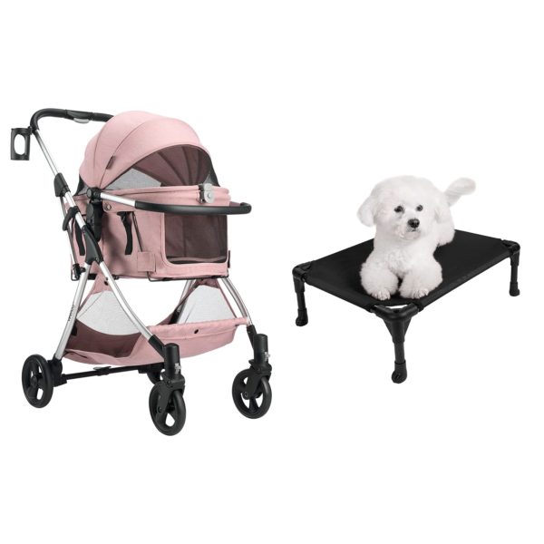 Small Elevated Dog Bed & Folding Pet Stroller
